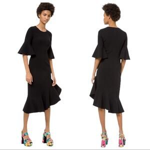 Michael Kors Collection Double-Face Stretch Wool-Crepe Ruffle Dress Black Size 4